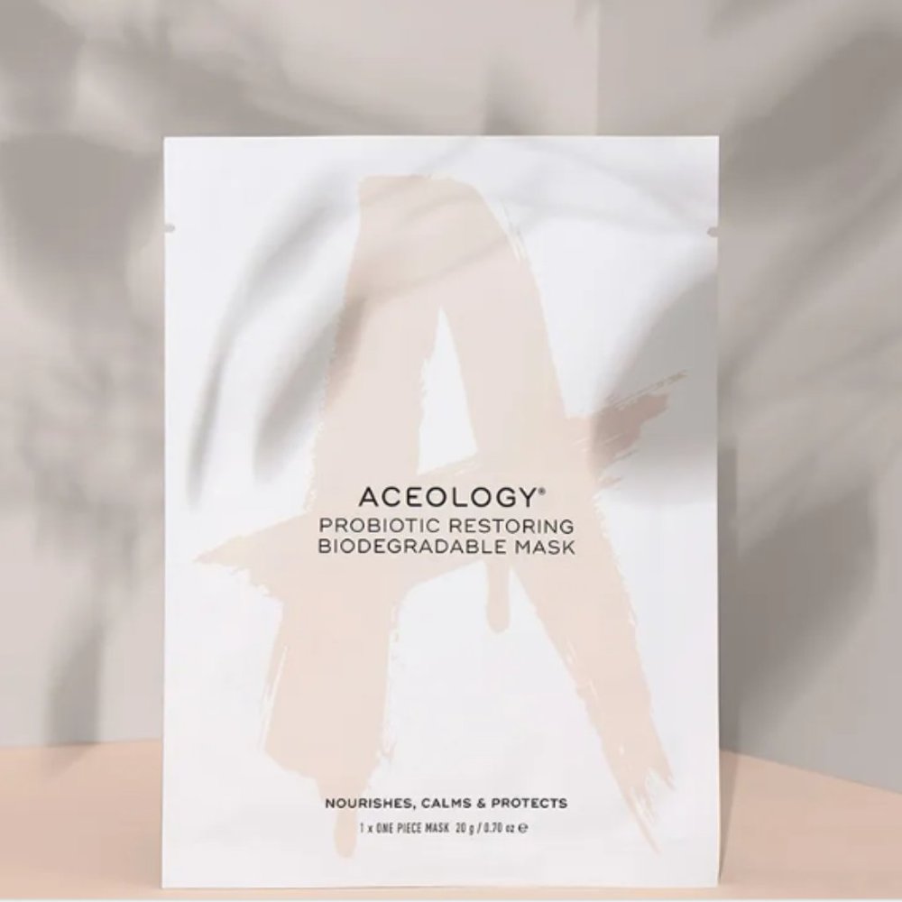 Aceology Probiotic Restoring Biodegradable Facial Mask 4 Pack NWT